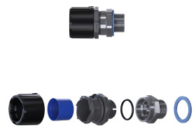 Łącznik do kanałów kablowych Flexicon gwint M16 16mm Przegub Nylon 66 IP66, IP67, IP68, IP69 Czarny, szary