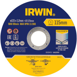 Irwin IW8082105 Metal Cutting Disc 115 x 1.2 x 22.2mm Tin of 10