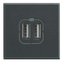 AXOLUTE Ładwarka USB 1x2,4A lub 2X1,2A 5V DC 2 moduły antracyt HS4285C2