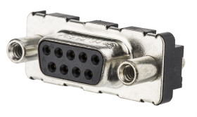 Złącze D-Sub 9-pinowe Żeński Proste Przewlekany raster 2.74mm Złoto na niklu