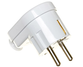 Wtyczka kątowa 16A 2P+Z Uni-Schuko 250V biała WT-16U