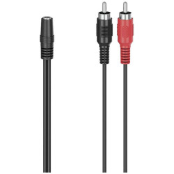 Hama 205186 RCA/Jack Adapter Black Audio Adapter 1x Jack 3.5 mm to 2x RCA Plug