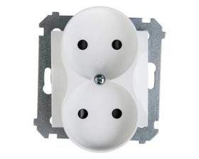 Simon 54 Gniazdo podwójne b/u 16A IP20 białe DG2MZ.01/11