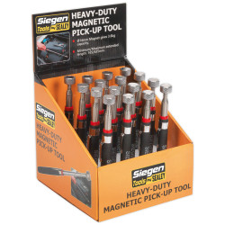 Siegen S0823DB Heavy-duty Magnetic Pick-up Tool 2.8kg Capacity Display Box of 16