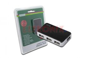 HUB USB2.0 4 PORTOWY DA70-220 DIGITUS Z ZASILACZEM /CZARNY/