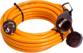 Extension cable, Europe, plug type E + F, straight on socket type E + F, straight, H07BQ-F3G1.5 mm², orange, 5 m, 59105