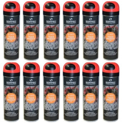 Farba geodezyjna do znakowania spray czerwona 12 sztuk SOPPEC Track Marker