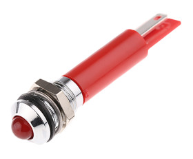 Lampka kontrolna do montażu panelowego 12V dc, czerwona 8mm LED Chrom Końcówka lutownicza RS PRO