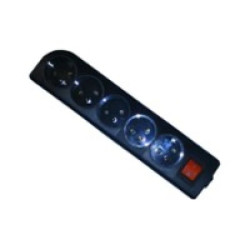 Rozgałęźnik do przedłużacza z wyłącznikiem 5-gniazd z/u czarny GN-50W-2