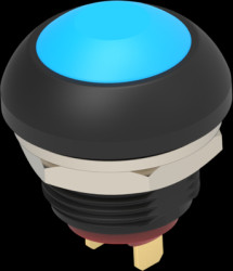 Pushbutton, 1 pole, blue, unlit , 0.12 A/125 VAC, 0.2 A/50 VDC, 13.6 mm, IP68, 2-2329383-5