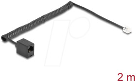 88721 Telephone cable / coiled cable, RJ11 plug / RJ45 socket, 2 m