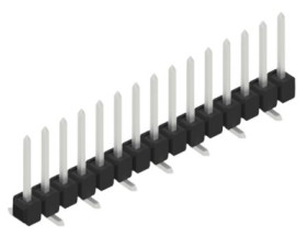 Pin header, 15 pole, pitch 2.54 mm, angled, black, 10047624