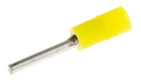 Końcówka pinowa, Cyna, 1.4mm średnica, 10mm długość, Żółty, 22AWG - 26AWG Bez osłony