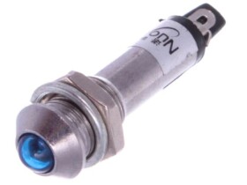 Kontrolka LED 12V 5mm niebieska, metalowa, wypukła; IND8