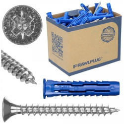 Kołki rozporowe uniwersalne 4ALL 10x50 z wkrętem z łbem stożkowym 6x60 25szt. RAWLPLUG