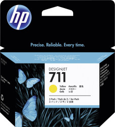 HP atrament 711 tusz oryginalny zestaw 3 szt. Żółty CZ136A