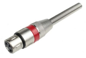Gniazdo mikrofonowe na przewód XLR 3 pin czerwony z odgiętką MW160