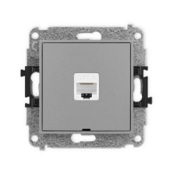ICON Mechanizm gniazda komputerowego pojedynczego 1xRJ45, kat. 6, 8-stykowy, bez pola opisowego szary mat 27IGKBO-3