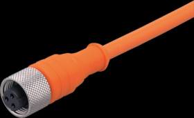 Sensor actuator cable, M12 cable socket, straight, C to open end, 3 pole, 2 m, PVC, orange, E10867