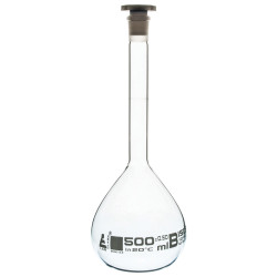 LabGlass Volumetric Flask with Stopper 500ml Class &#x27;B&#x27; 19/26 Pack of 2