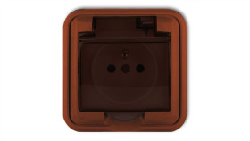 Liza Gniazdo Bryzgoszczelne Z/U (Klapka Dymna) Brązowy 4Gph-1Zd