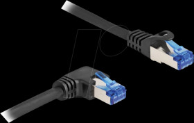 80221 Patch cable, Cat.6a, S/FTP, straight / right angled, 0.5 m, blac