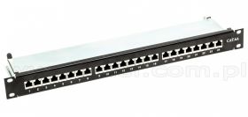 Patch panel, patchpanel, 24 porty, ekranowany, kat 6A, 1U, 19", typu Krone, uchwyty na przewody