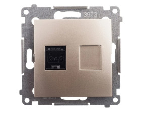 Simon 54 Gniazdo komputerowe pojedyncze RJ45 kat.6 z przesłoną złoty mat D61.01/44