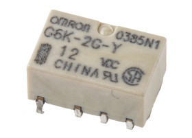 Przekaźnik sygnału, 12V dc, DPDT, 2-polowy, montaż PCB, Omron G6K
