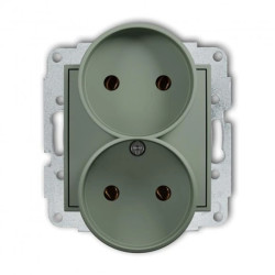 ICON Mechanizm gniazda podwójnego do ramki bez uziemienia 2x2P (bez przesłon torów prądowych) szałwiowy 61IGPR-2