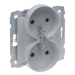 SUNO Gniazdo podwójne 2x2P+Z aluminium 16A 250V zaciski śrubowe 721391