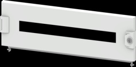 Compartment door, rectangular, sheet steel, (W x H x D) 600 x 200 x 25 mm, 24 HP, light gray, for built-in installation devices,