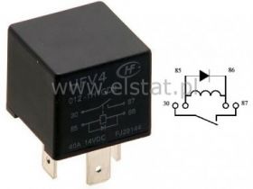 Przekaźnik 1x styk zwierny 12V 40A samoch. + dioda