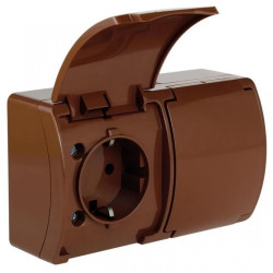 Koala Gniazdo podwójne SCHUKO n/t IP44 brąz z klapką brąz VG 182-02 61.397