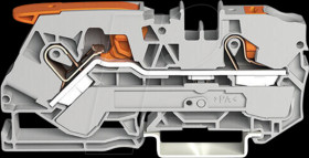 2110-5201 2-wire feed-through terminal, with lever and pusher 10 mm², grey