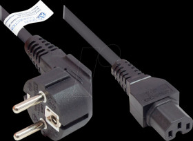 P0150-S007 power cord type E+F CEE 7/7 to C15, black, 1,00 mm², 0,75 m