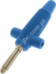 BUELA 300 BL Wtyk izolowany 4mm z otw.4mm, przyłącze lutowane, 30A, niebieski, Hirschmann, 931667102, BUELA300BL