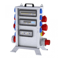 Rozdz. budowlana elTOWER-L LW63-012209 IP44 wtyk CEE 63A gn: 9xGK 230V 16A 2xCEE 16A 2xCEE 32A 1xCEE 63A 2xRCCB licznik 58427110