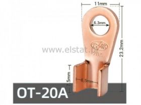 Konektor oczko 6mm; miedź; kabel do 16mm2; 20A; 2x