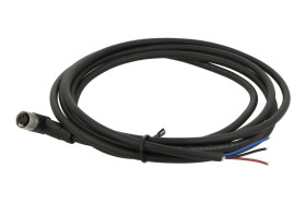 Gniazdo z przewodem; KLS15-M8A-TR4-03-PUR-L2.0M-B-U; M8-3p; 3 tory; kątowe 90°; z przewodem 2m; 0,25mm2; 6mm; czarny; IP67; 3A;