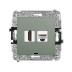 ICON Mechanizm gniazda pojedynczego HDMI 2.0, 4K + gniazda komp. poj. 1xRJ45, kat. 5e, 8-stykowy, bez opisu szałwiowy 61IGHKBO