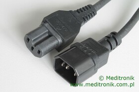 Przedłużacz kabla zasilającego złącza C14/C15 długość 5m, 3x14AWG (1.63m