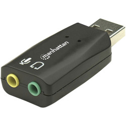 Manhattan 150859 Hi-Speed USB 3-D Audio Adapter External Sound Card Black