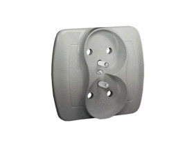 AKORD Gniazdo podwójne z uziemieniem aluminiowy metalik z przesłonami torów prądowych AGZ2z/26 KONTAKT SIMON