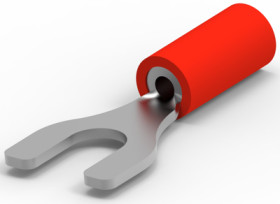 Insulated forked cable lug, 0.3-1.3 mm², AWG 22 to 16, 4.3 mm, M4, red, 342118-1