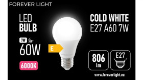Żarówka Led E27 A60 7W 806Lm 6000K Klasa E Forever Light