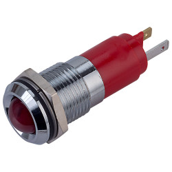 CML 192103Z3 M14 LED Indicator Red Prominent Satin Chrome Bezel 24VAC/DC