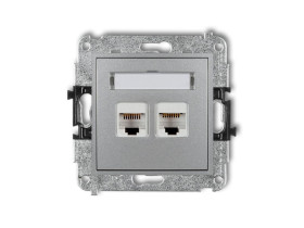 MINI Gniazdo telefoniczne podwójne 2xRJ11 4-stykowy beznarzędziowe srebrny metalik 7MGT-2 KARLIK