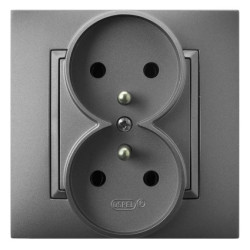 ARIA Gniazdo podwójne z/u szary mat GP-2UZ/70