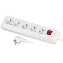 Przedłużacz z pięciokrotnym gniazdem z wyłącznikiem 3x2p+Z 10A 3m biały